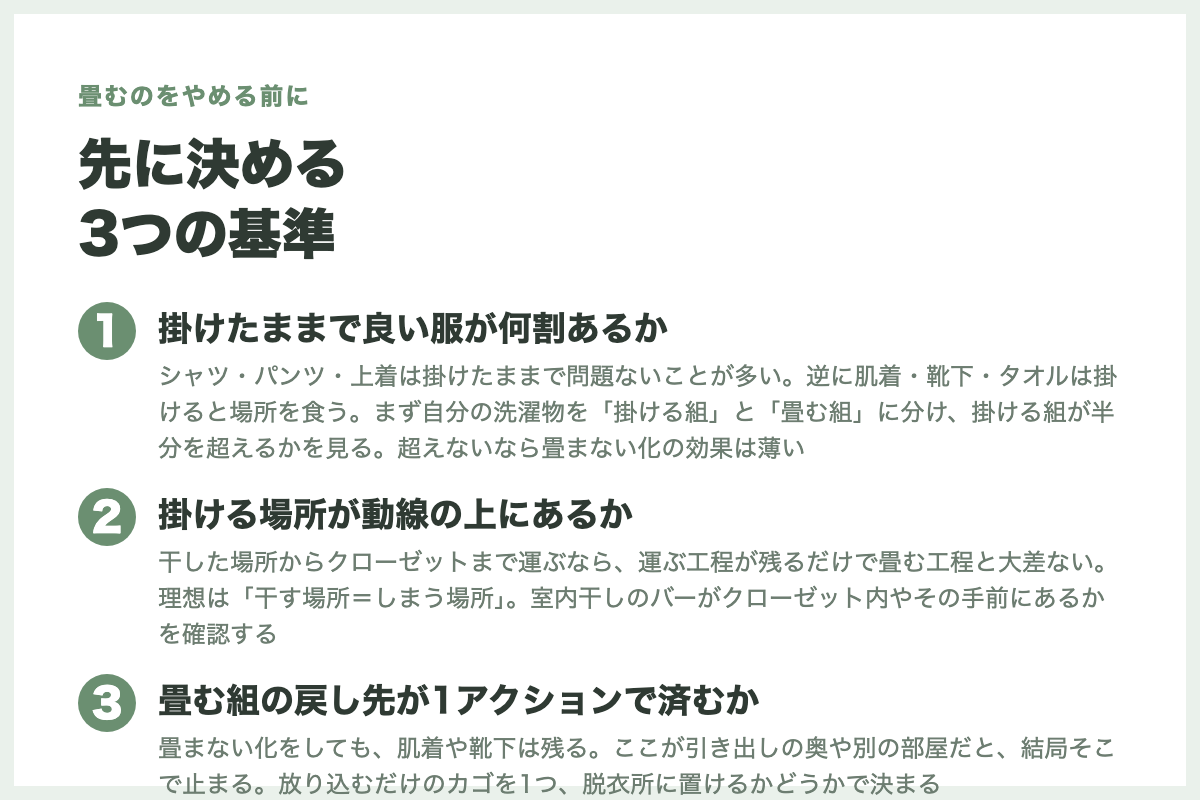 先に決める
3つの基準